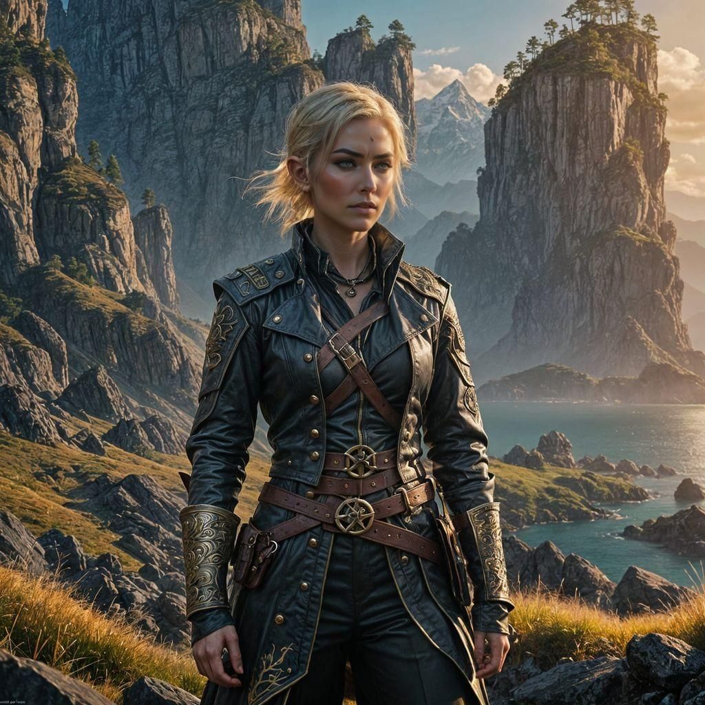 Elven Pirate Warrior in a Fantasy Landscape