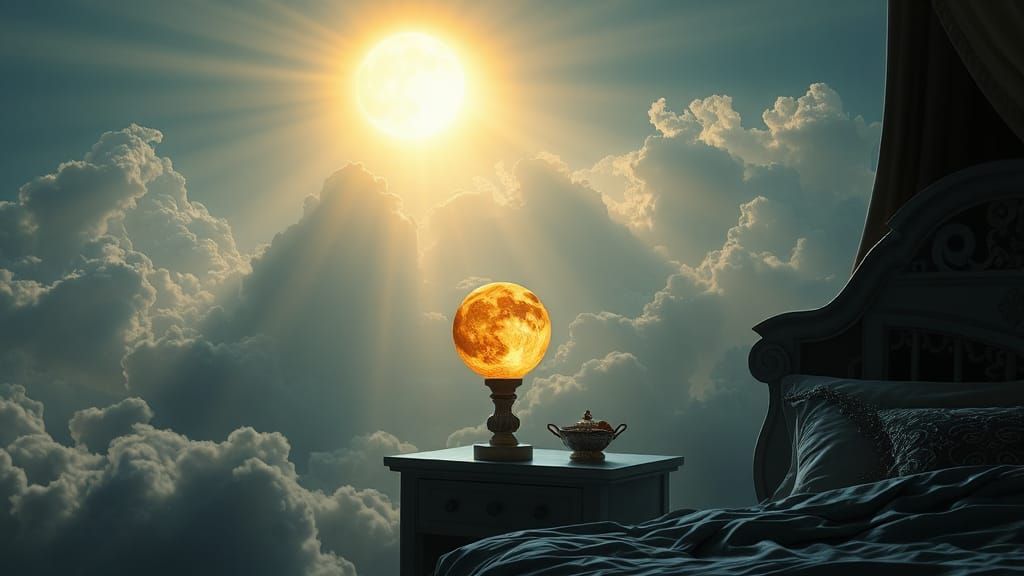 Moon Lamp Glows in Fantasy Bedroom