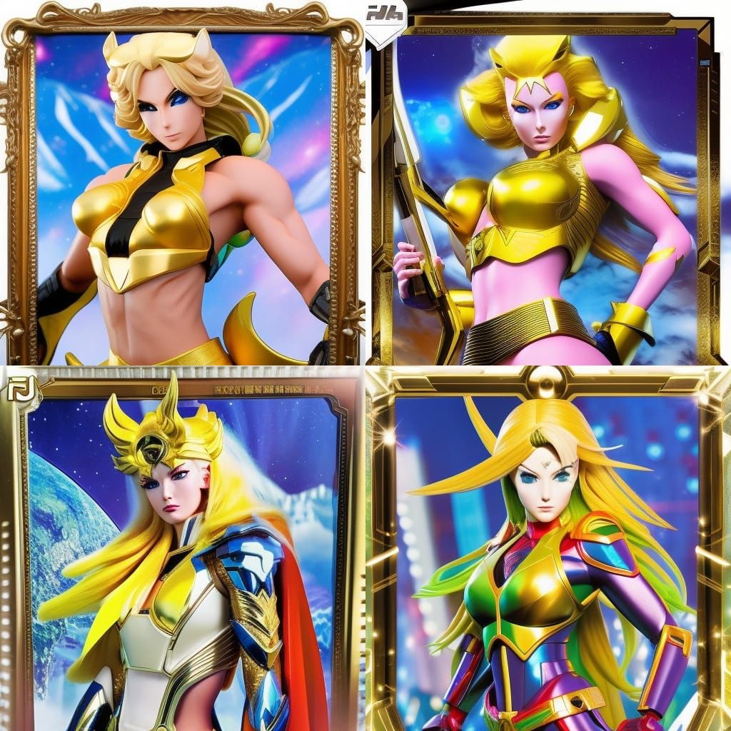 Della Wagon (Blond hair Female bodybuilde with green eyes) as a Super Sentai Herione: Maria from Choujiki Jetman made by...