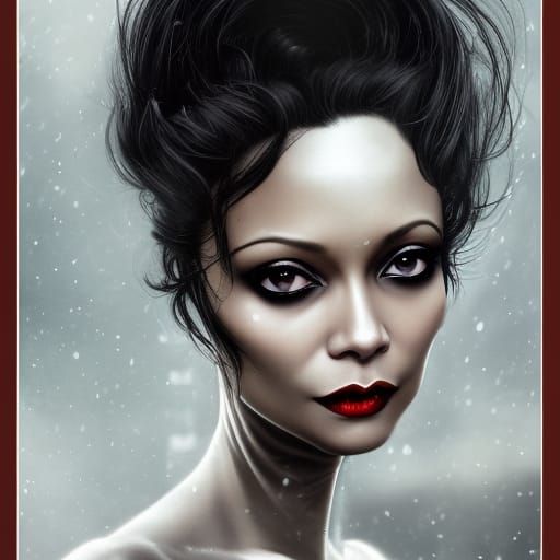 Gothic Snow Beauty Portrait in Fantasy Art Style