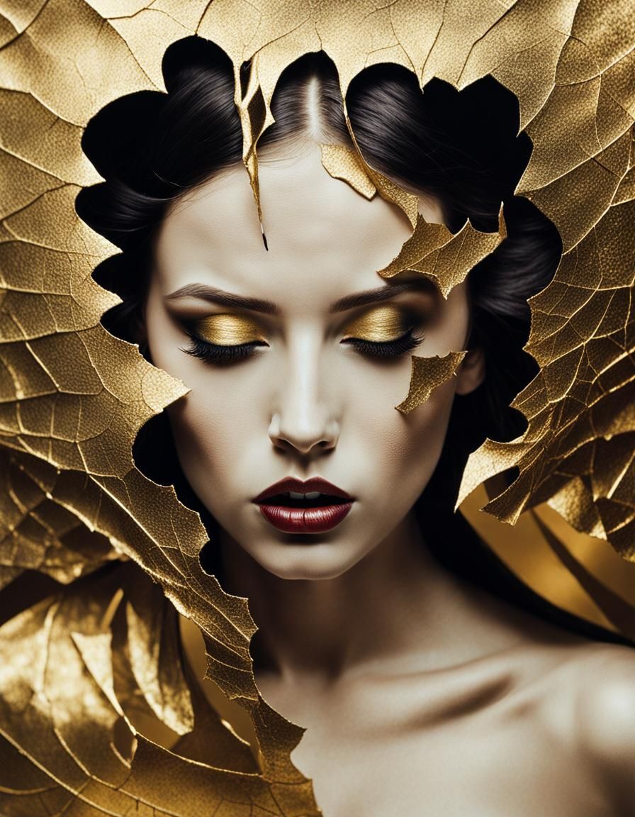 The Golden Cracked Leave Portrait
