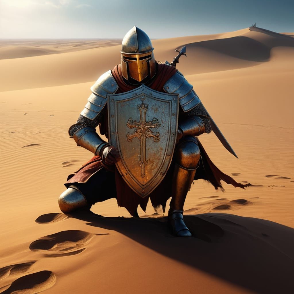 Medieval Crusader's Shield Reflects Intense Battle Scene in ...