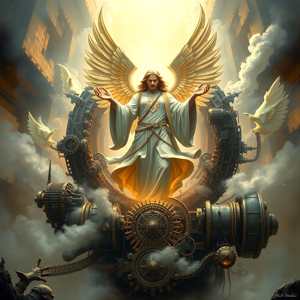 Steampunk Deus Ex Machina in Renaissance Style