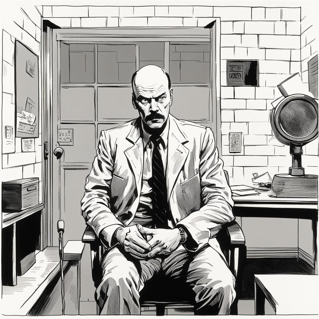 Noir Comic Style Interrogation Scene