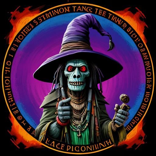 Cartoon Witch Doctor Casting a Spell