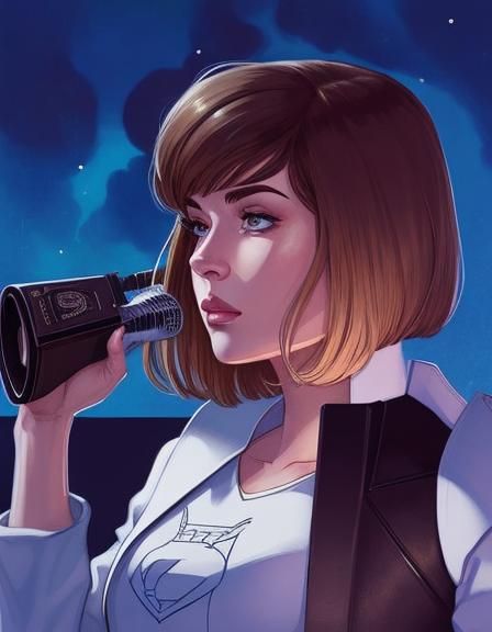 Young Woman in Comic Book Art Style