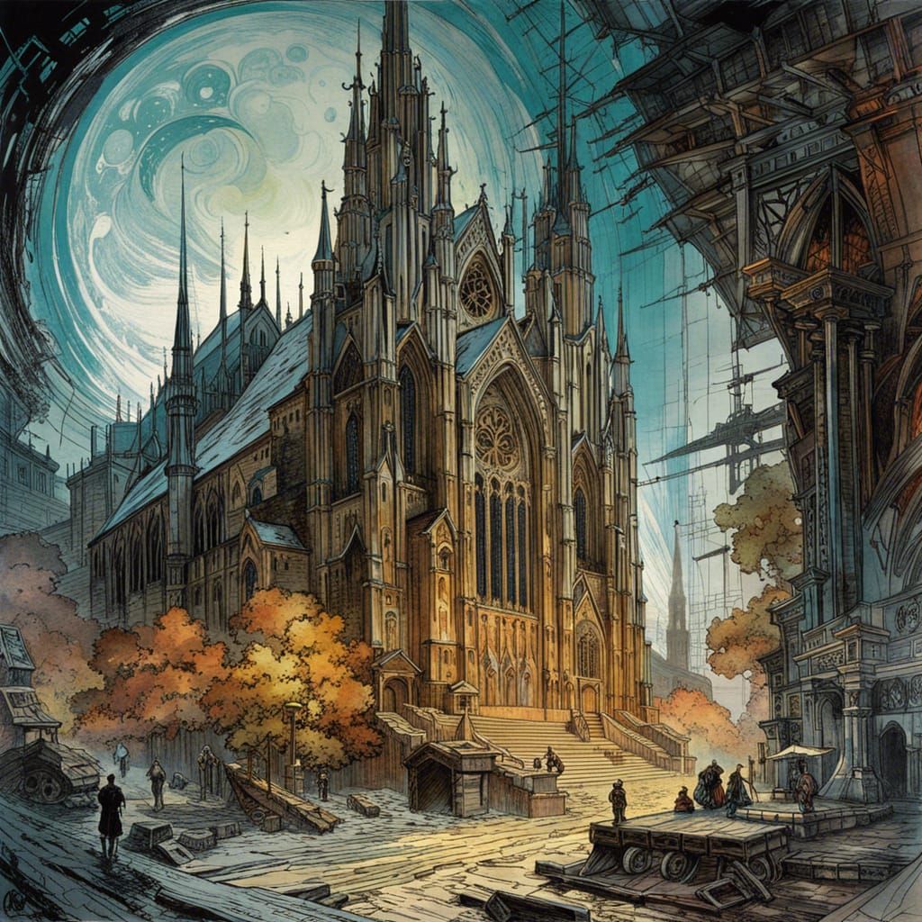 Christian Futurism: Gothic Church on Alien Planet