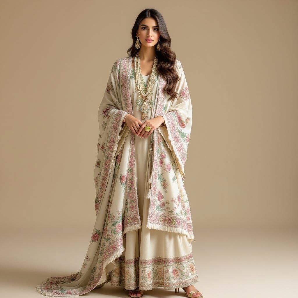 Pakistani Model in Embroidered Attire, Editorial Photography