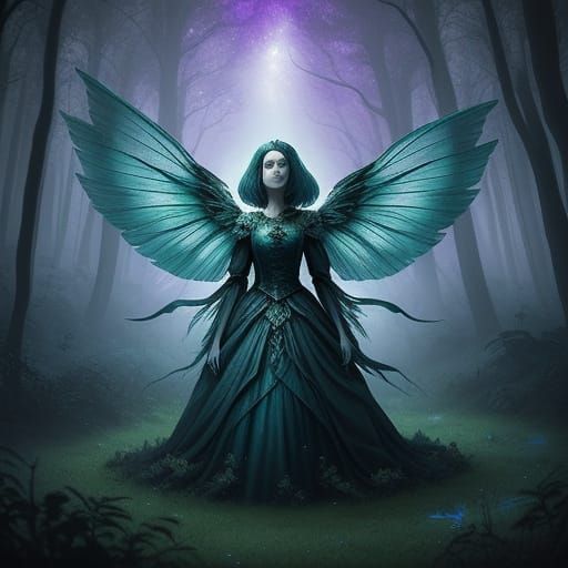 Ghost Fairy in Haunted Forest, Ethereal Fantasy Art