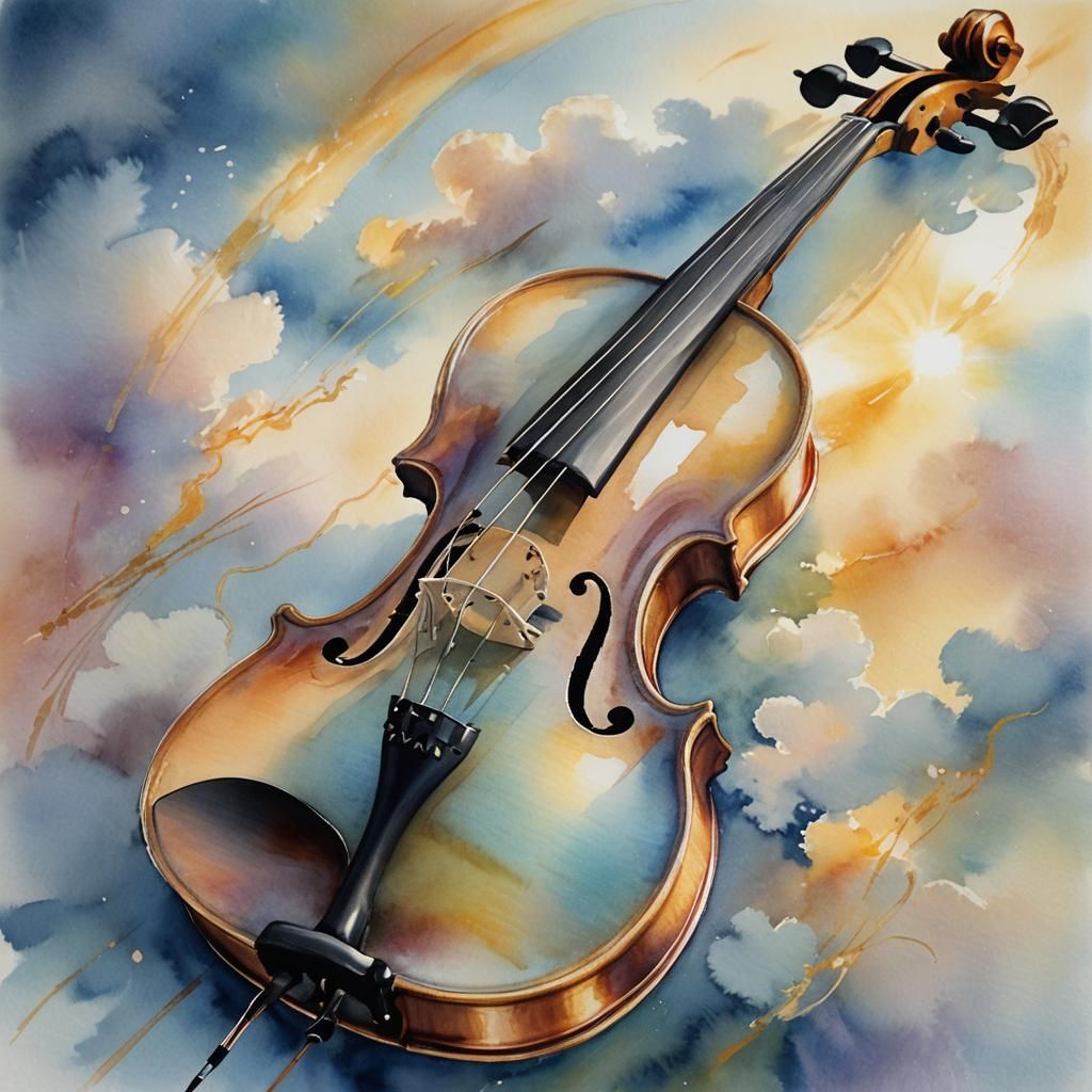 Violin in Watercolour with Divine Sunshine