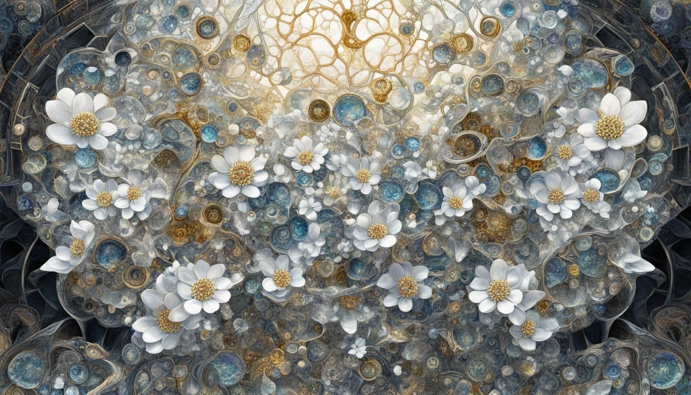 Psychedelic Steampunk Glass Flower Heart in 16K