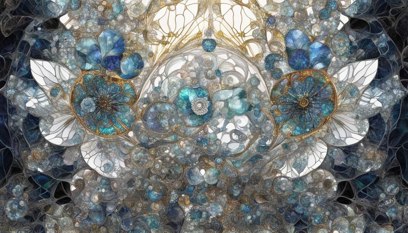 Translucent Steampunk Heart in Sacral Futurism Style