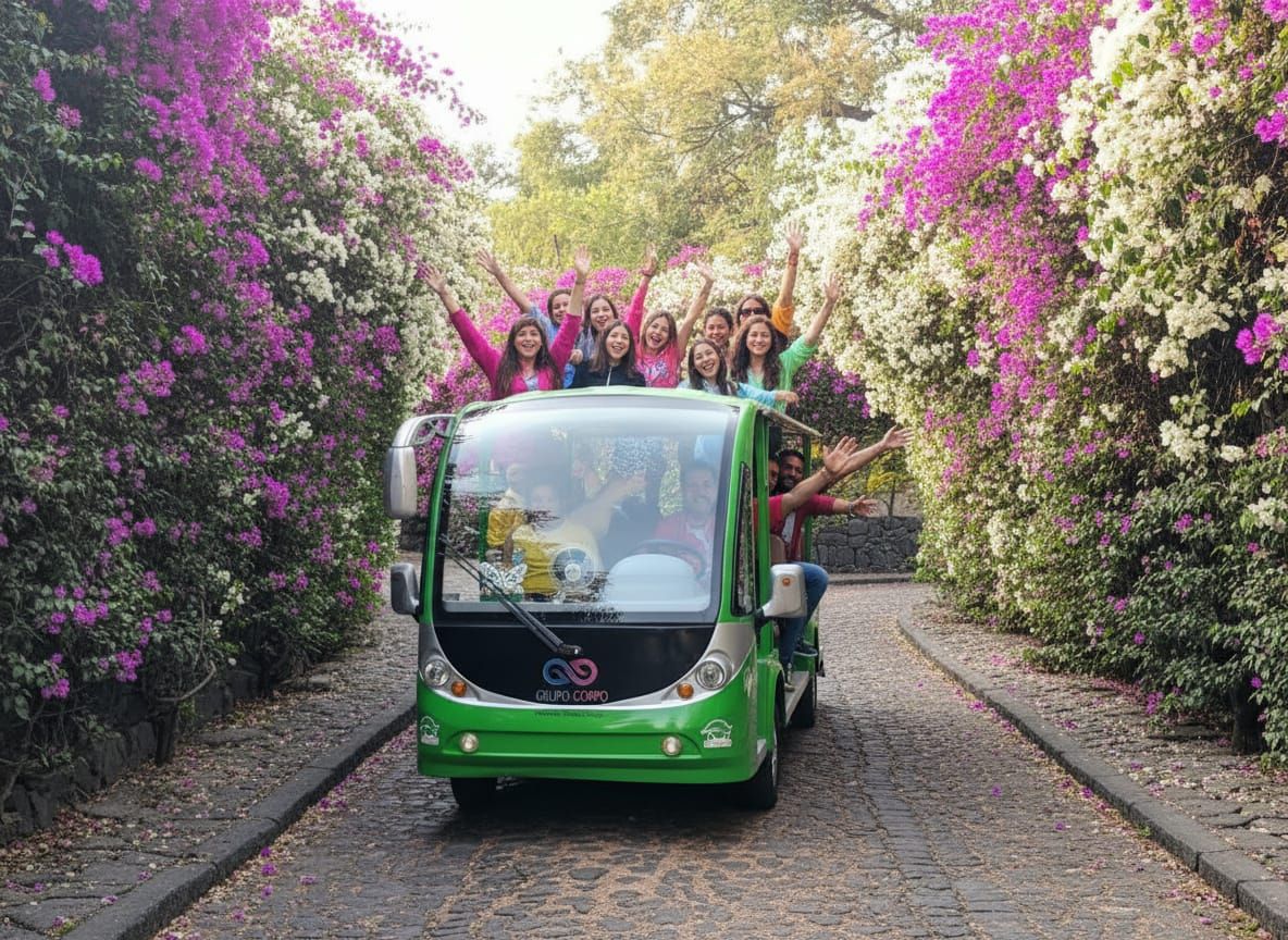 Joyful Electric Vehicle Tour with Bougainvillea