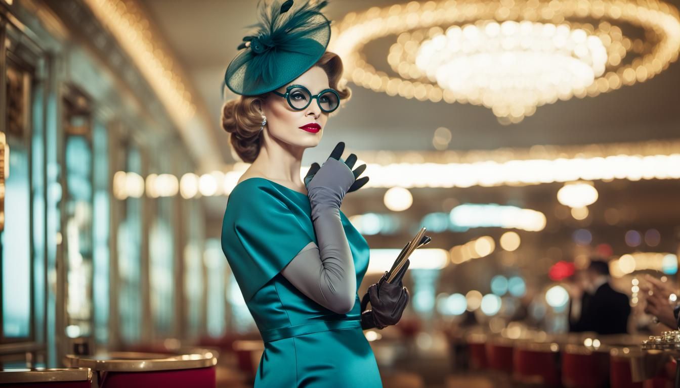 Femme Fatale Undercover Agent at Casino Wien in 1960s Style