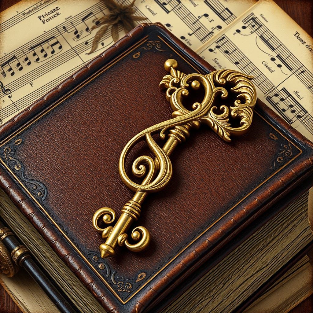 Treble Clef Key Awaits Maestro's Return in Vintage Style