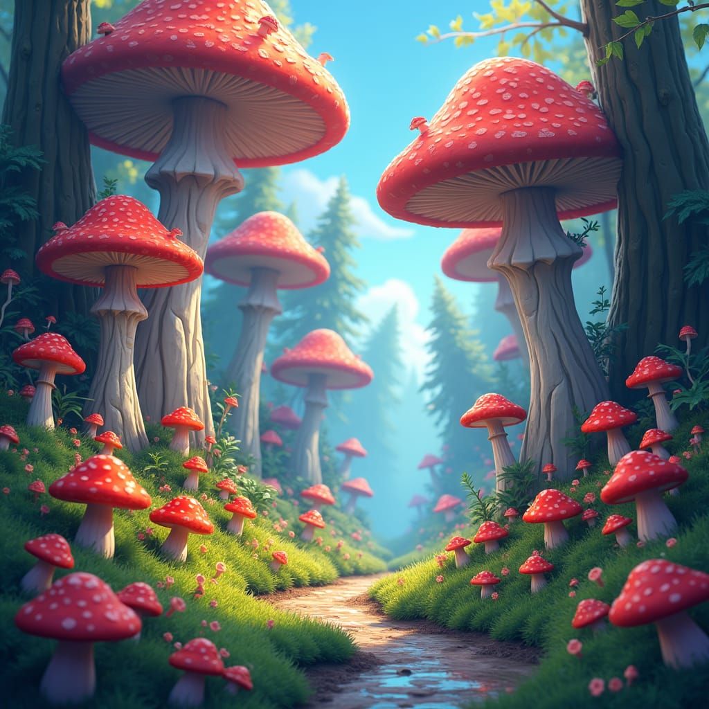 Whimsical Mushroom Forest Sprite Sheet in 2D