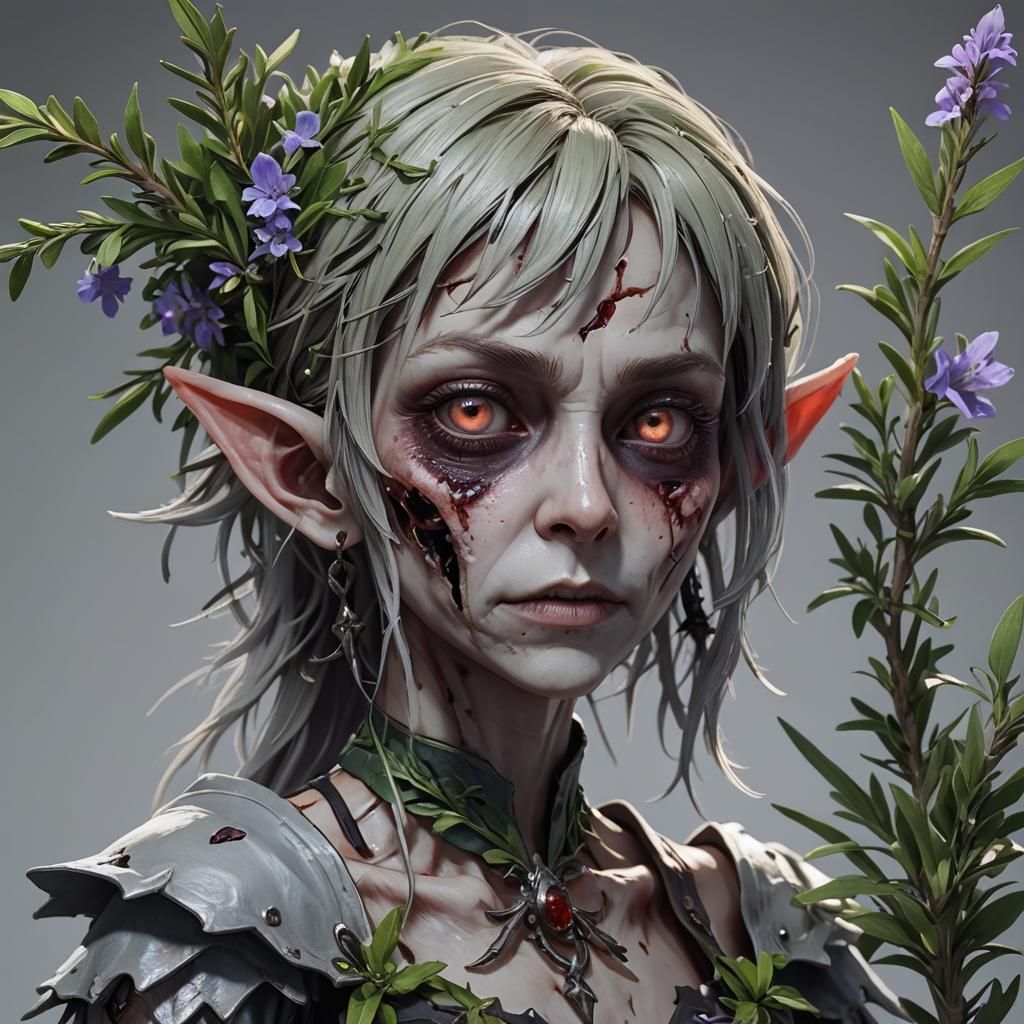 Rosemary Zombie Elf in 3D Anime Style