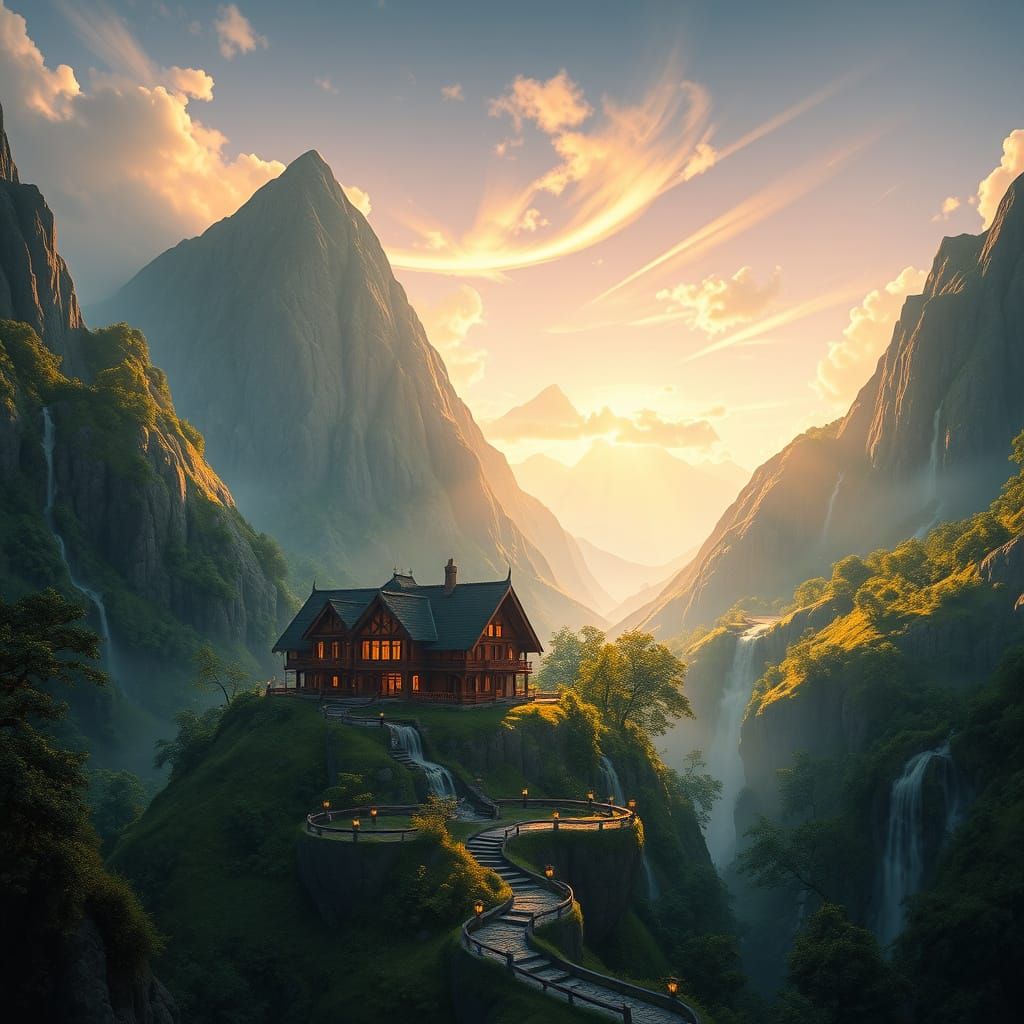 Ethereal Mountain Retreat Amidst Towering Peaks