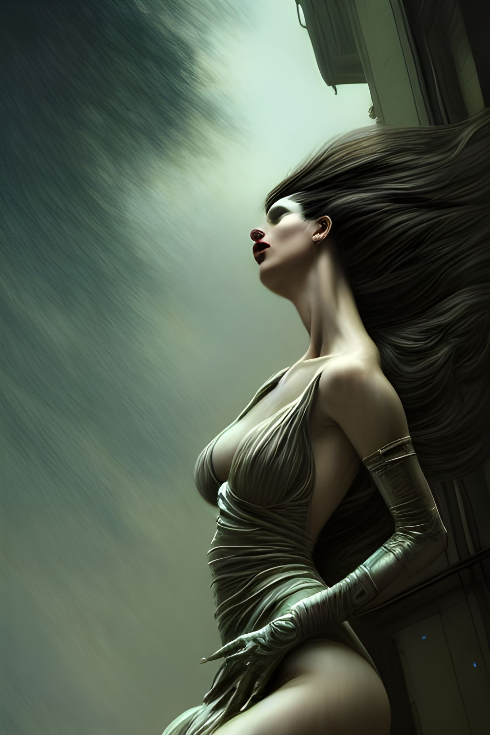 Sinister Guardian with Fractal Hair in Digital Art