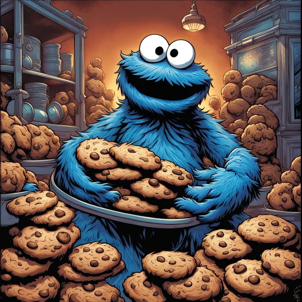 Cookie Monster in Comic Book Style