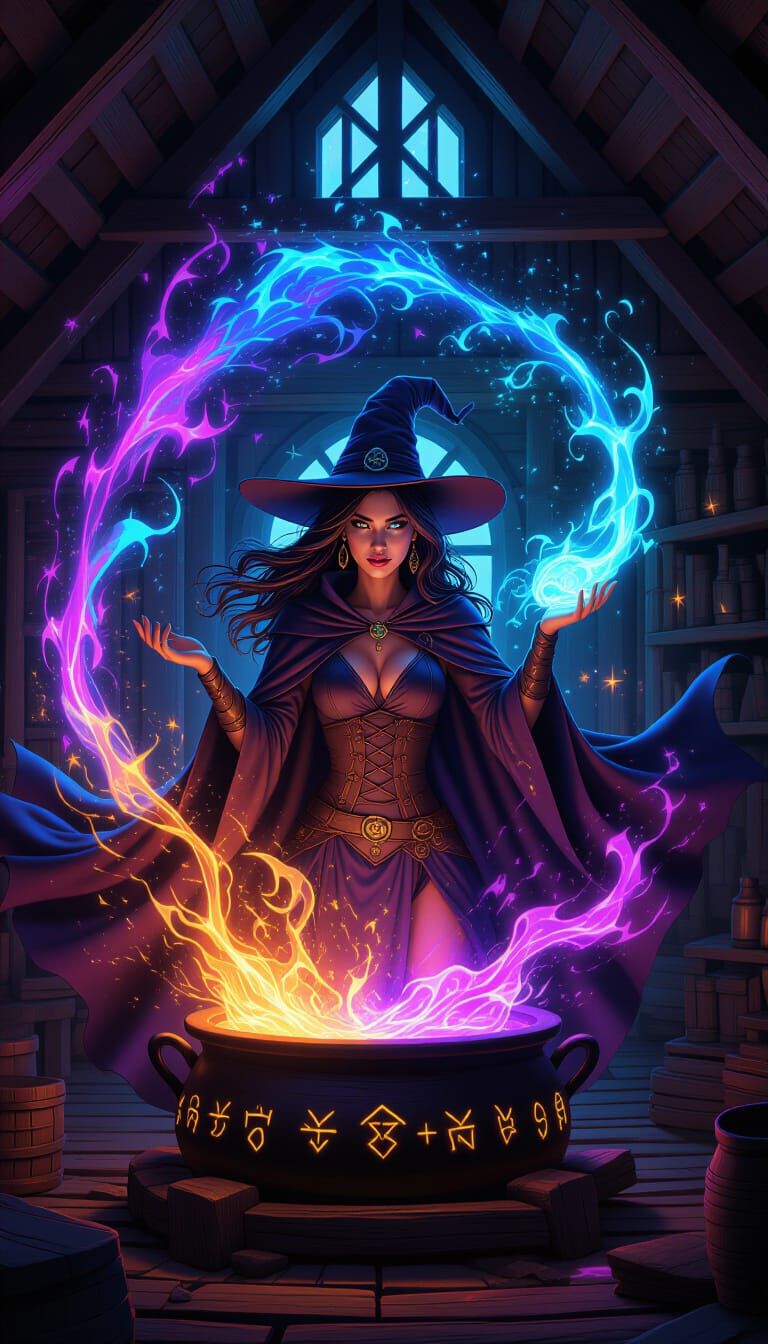 Sexy Witch Conjures Powerful Magic in Mystical Hut