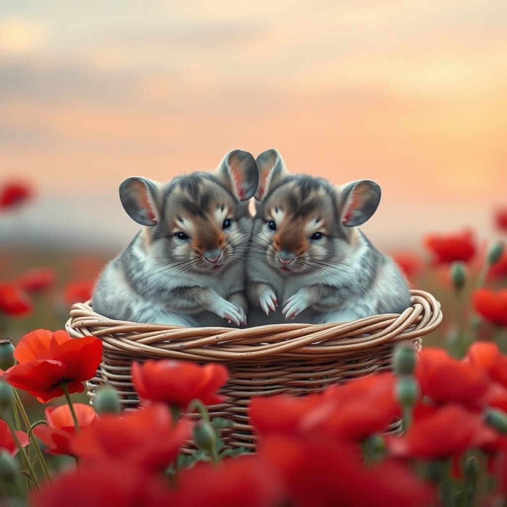 Surreal Chinchilla Scene in Vibrant Fantasy Style