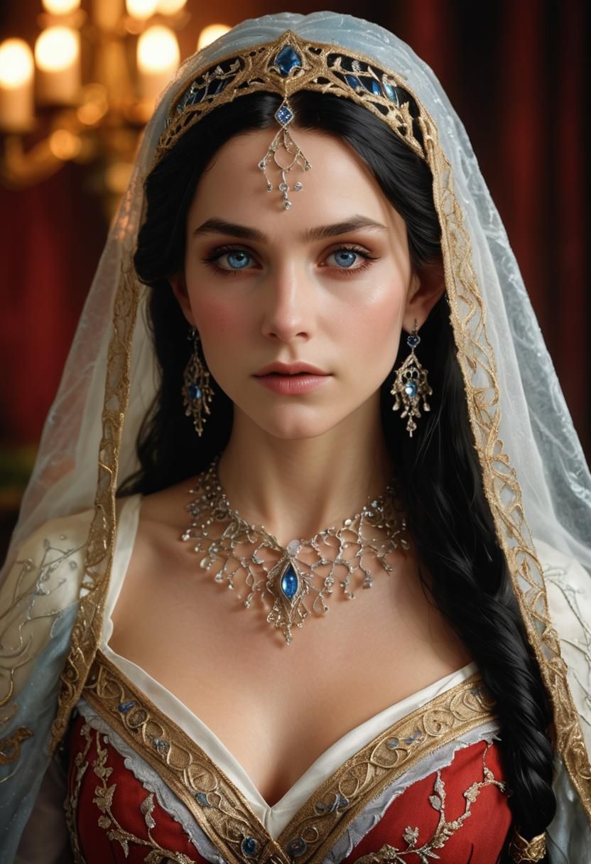 Beautiful Elven Maiden of Lorien in Silver and Blue