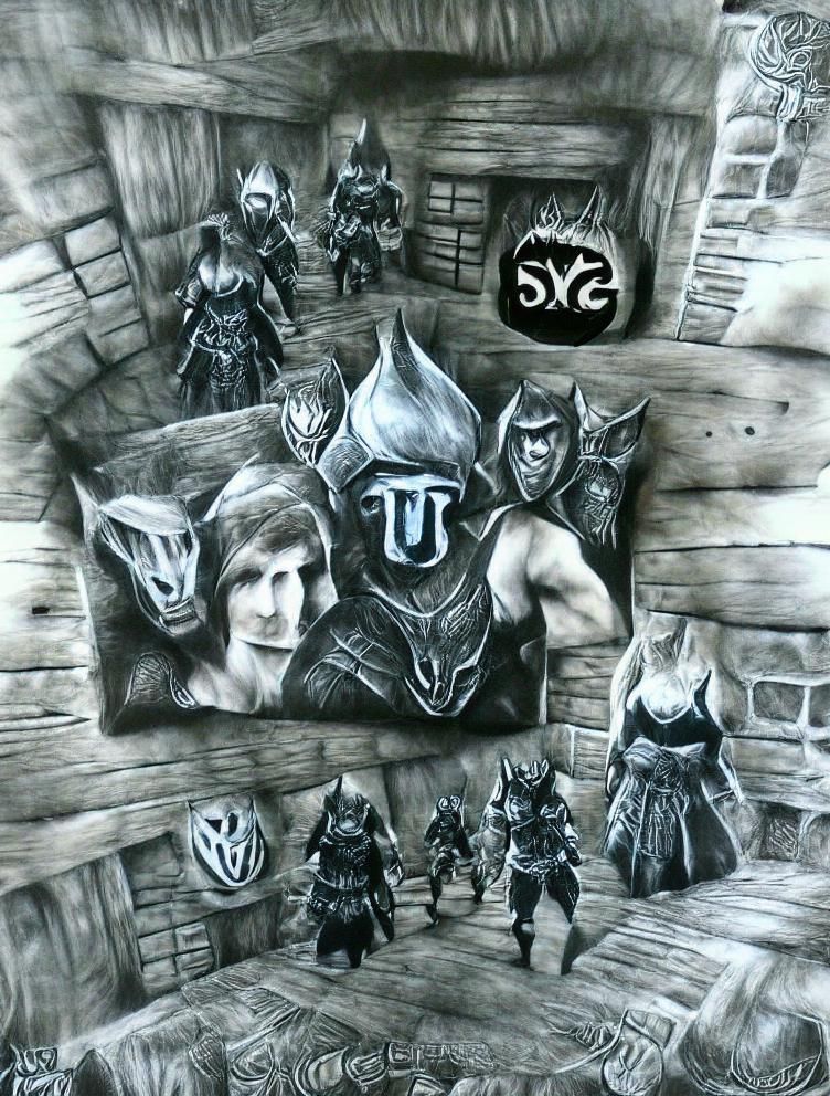 Thieves Guild in Skyrim: Charcoal Drawing
