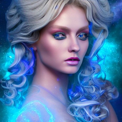 Cosmic Goddess Portrait in Futuristic Style
