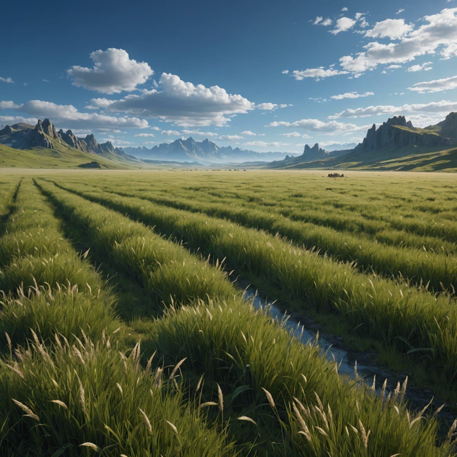 Open field under a clear blue sky