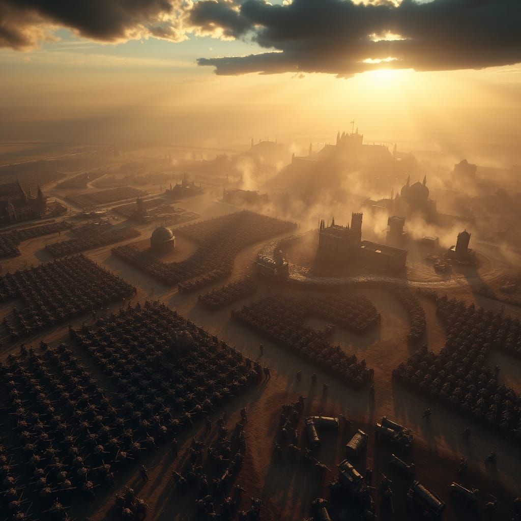 Medieval Battlefield at Dawn, in a Gritty, Atmospheric Style