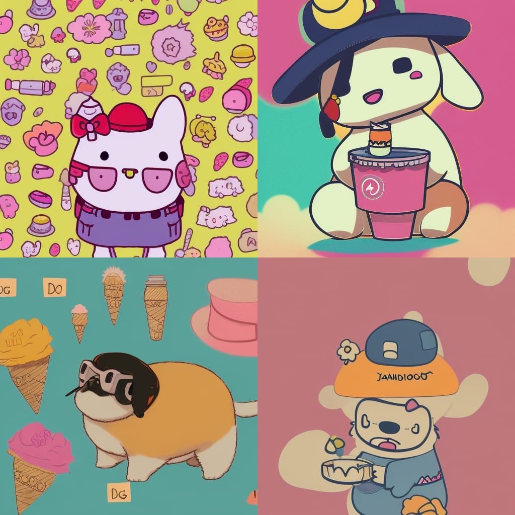 Cute Sanrio Dog in Anime Key Visual Style