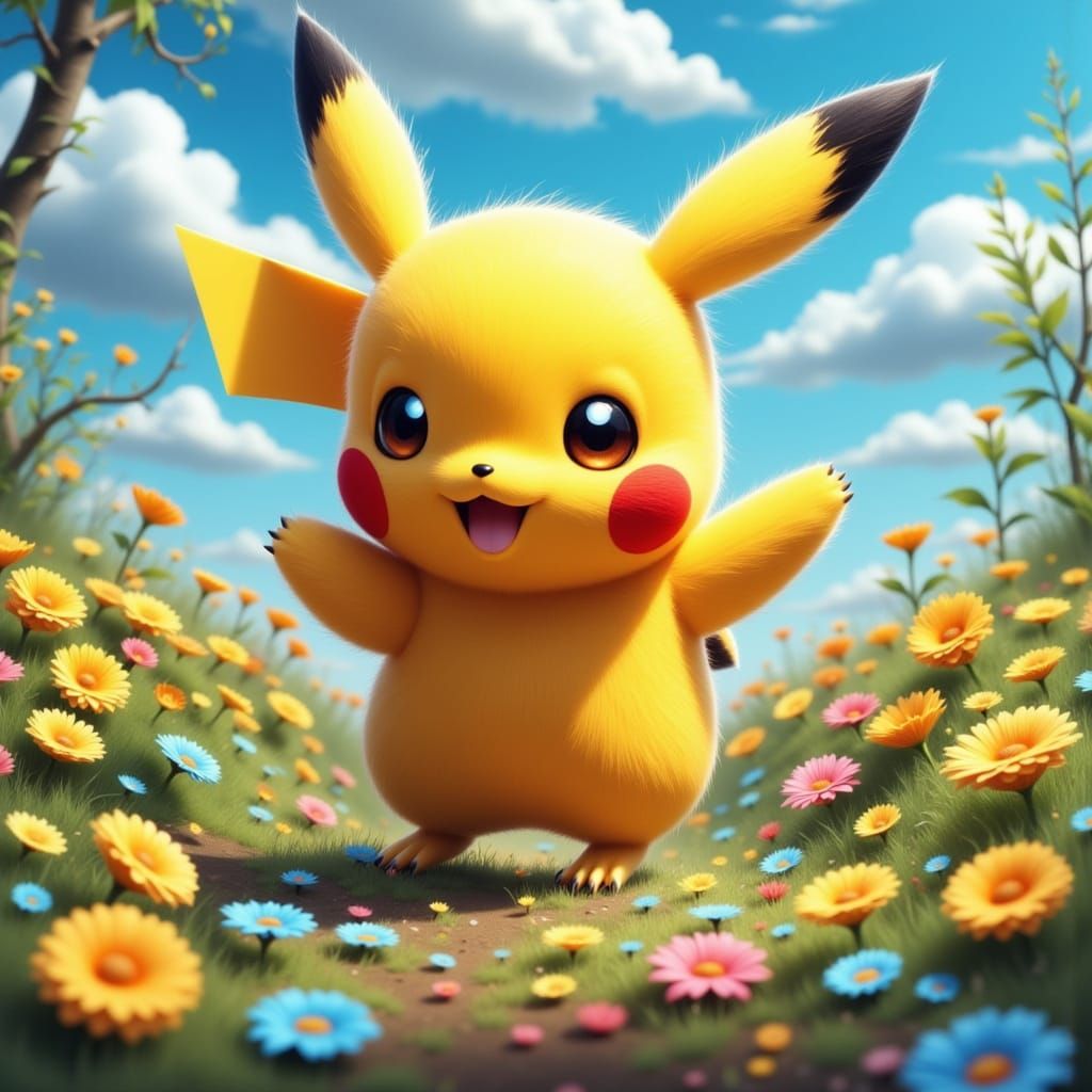 Pikachu <lora:Dreamweave Flux:1.0> <lora:Voltus Flux:1.0> <lora:Ignis Flux:1.0> <lora:Enigma Flux:1.0>
