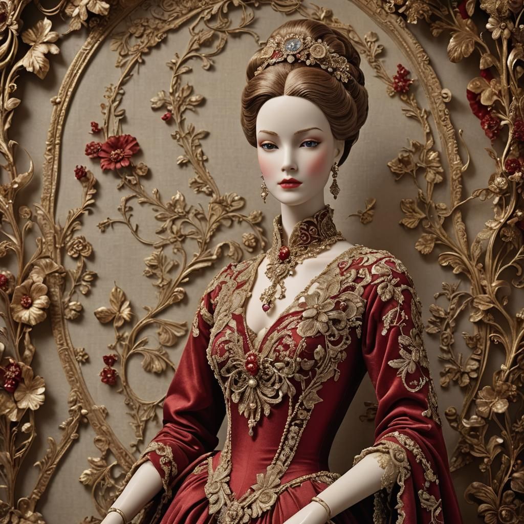 Maniquein in red outfit.