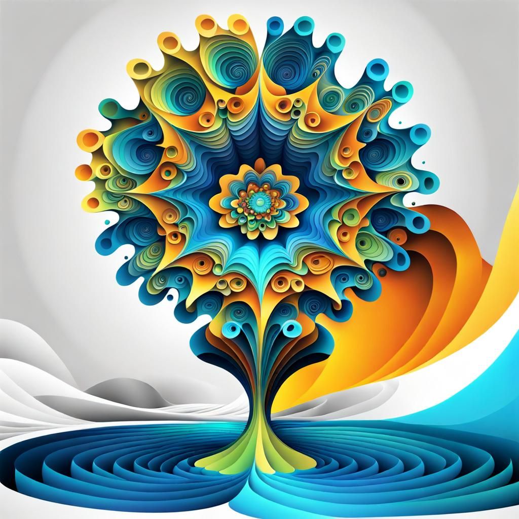 Abstract Fractal Wave Function with 3D Shading