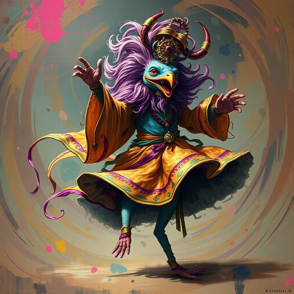 Dancing Golgogle with Swirling Colors