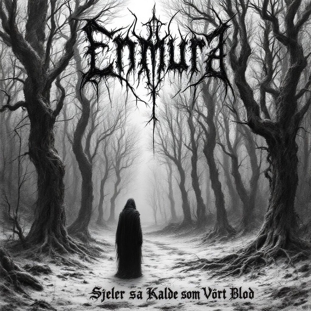 Ethereal Norwegian Black Metal Album Cover in Icy Frostbitte...