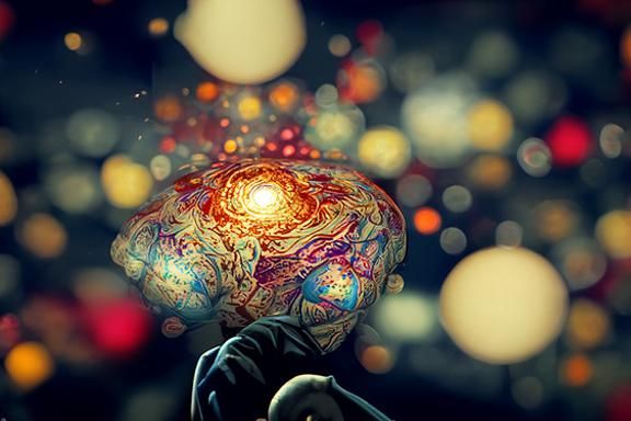 Colorful Space Exploration Artwork in Grunge Style