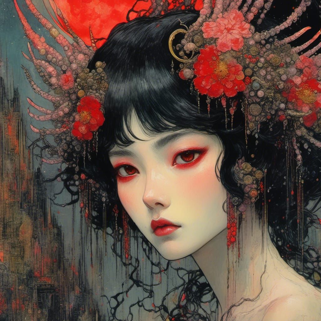 Surreal Portrait in Japanese Ryokan as Digital Art