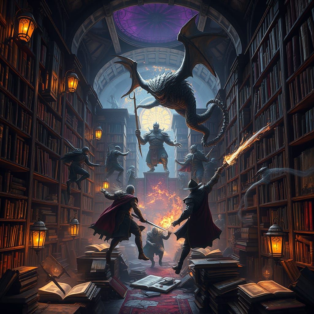 Epic Library Battle: Heroes vs Monsters in a Realm of Ancien...