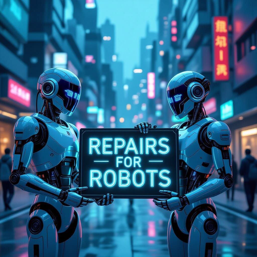 Futuristic Robots Advocate for Free Repairs