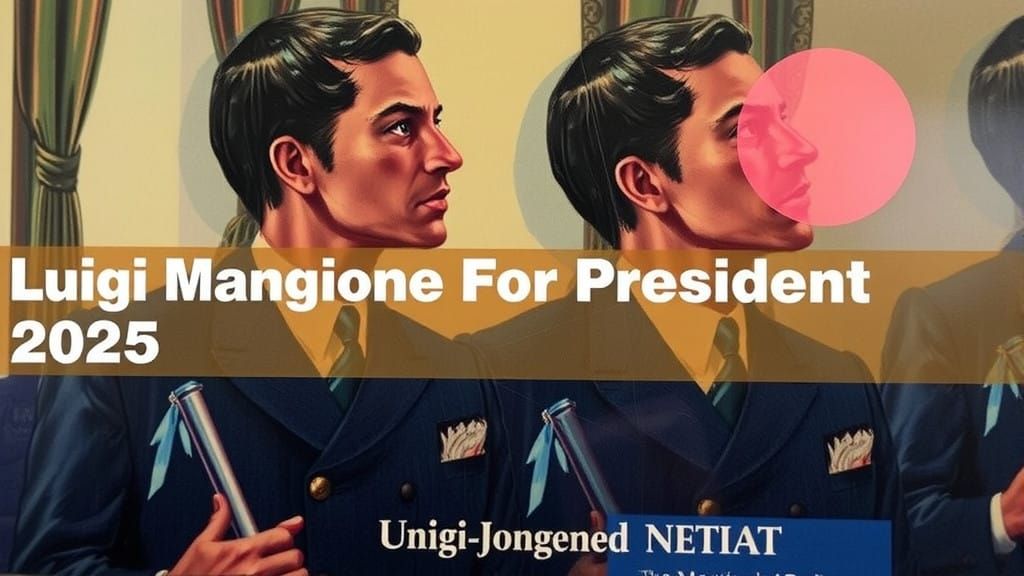 Vintage Futuristic Postcard for Luigi Mangione's 2025 Presid...