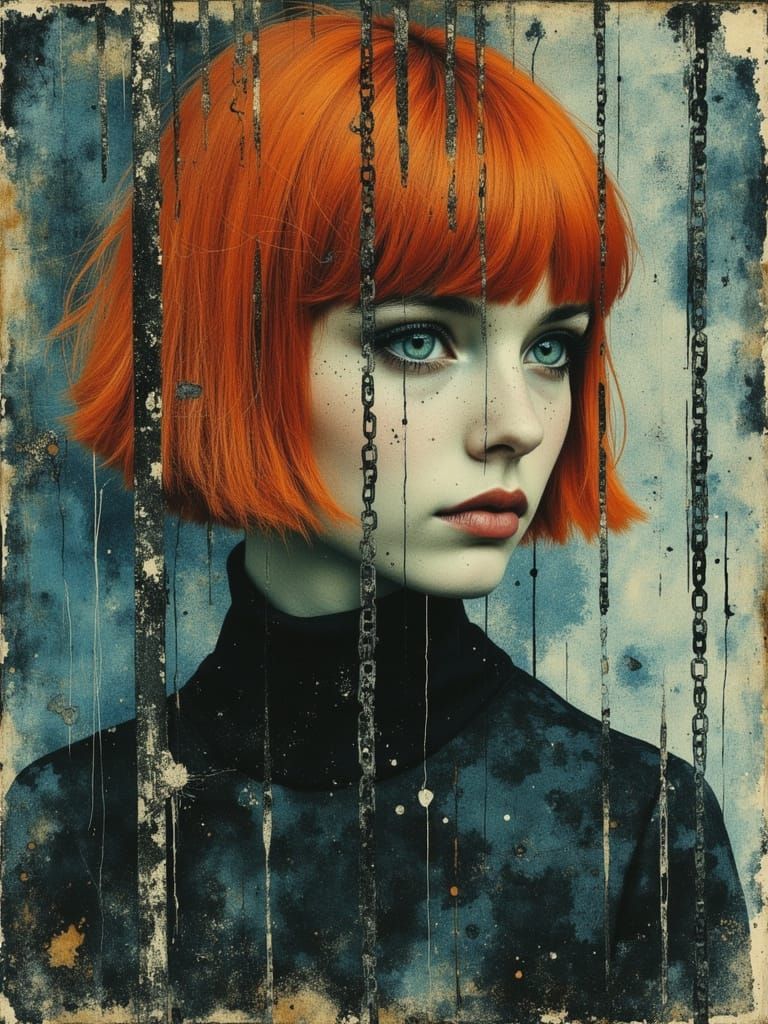 Gothic Portrait of a Woman with Abstract Textures