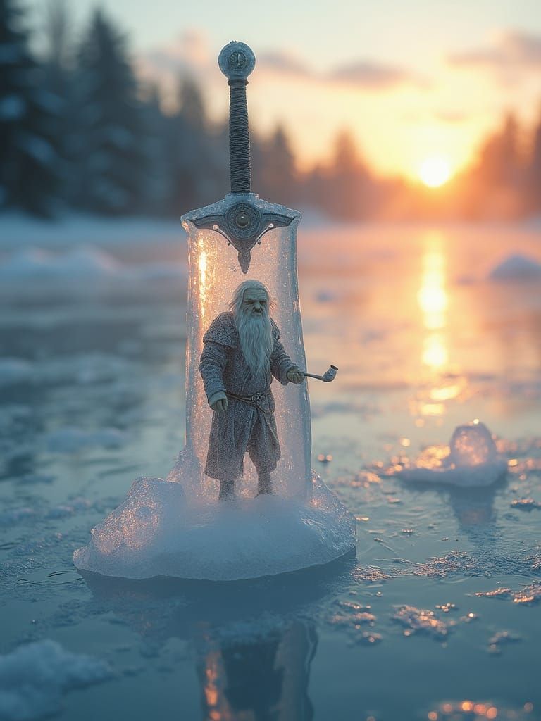 Frosty Medieval Outcast Wields Ethereal Ice Sword