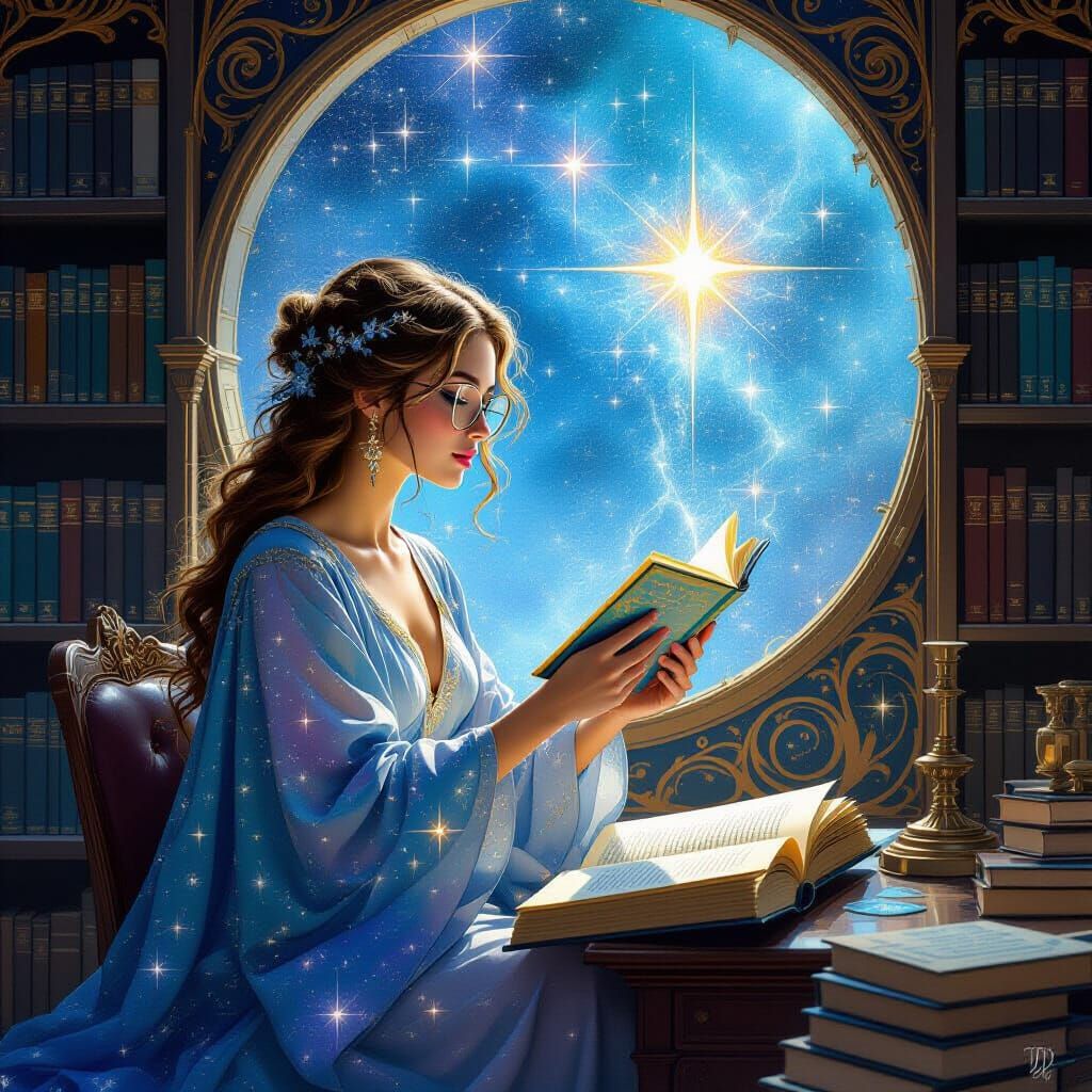 Celestial Librarian Catalogs Stars in Dreamy Space Fantasy
