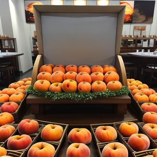 Hyperrealistic Display of Peaches