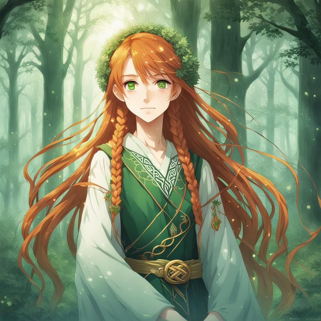 Celtic Princess in Mystical Forest: Anime Style