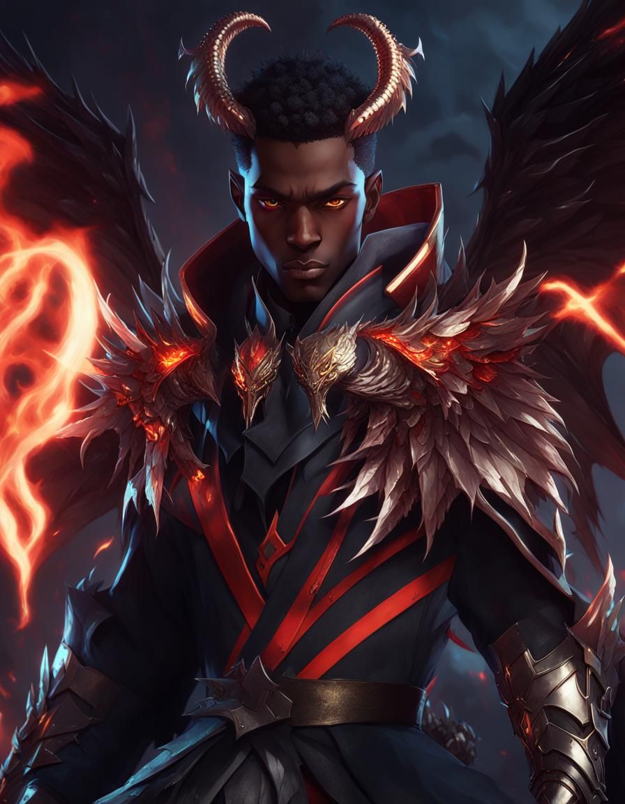 Dark Fantasy Anime Portrait: Dragon-Horned Shadow Warrior