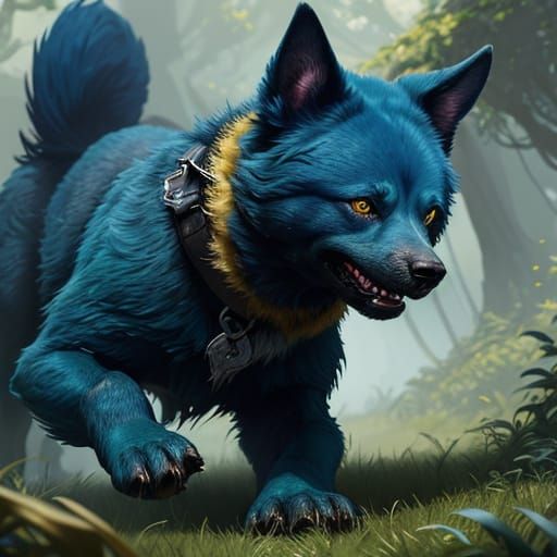 Bluey Plays in a Lush Landscape