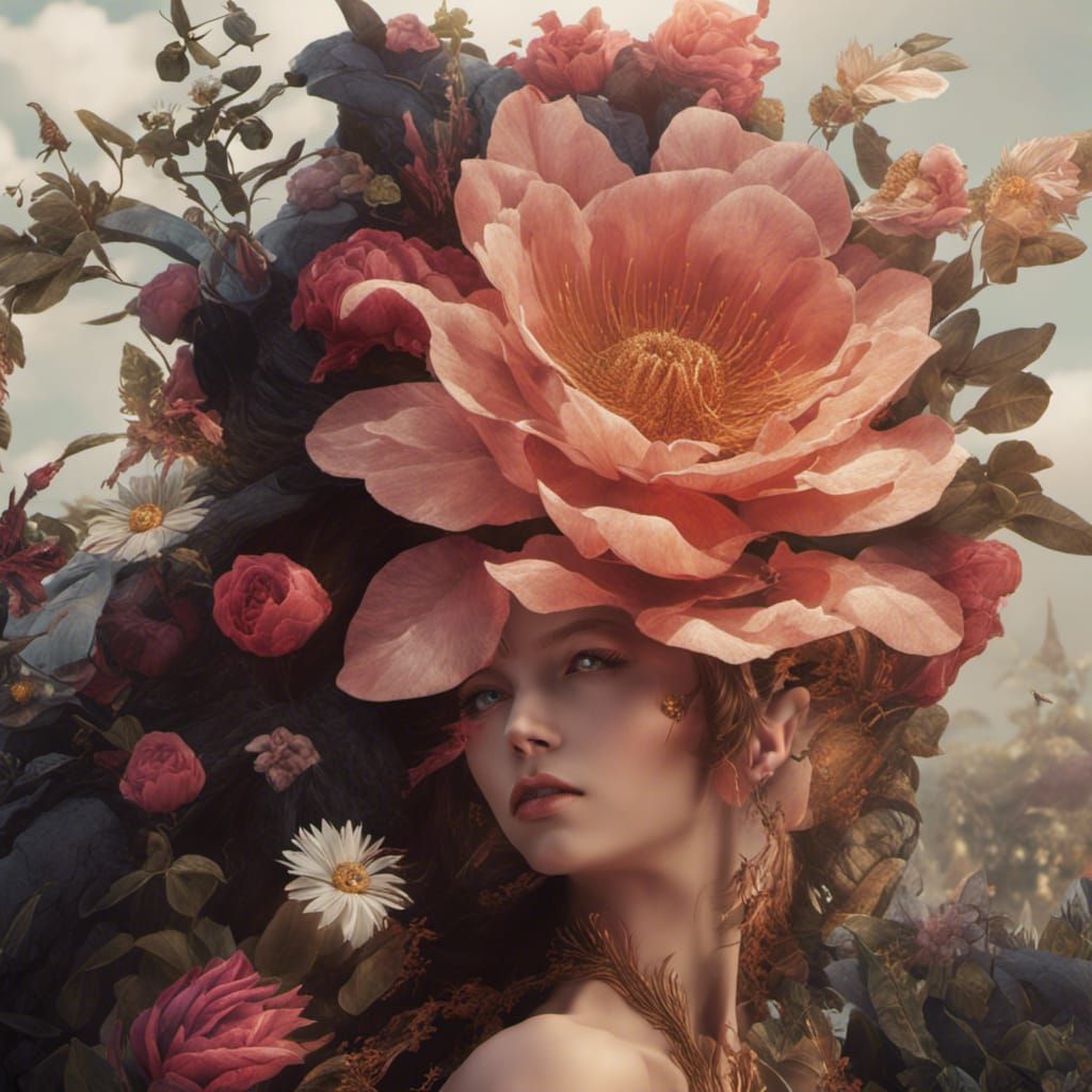 Surreal Flora Empress in Mystic Museum